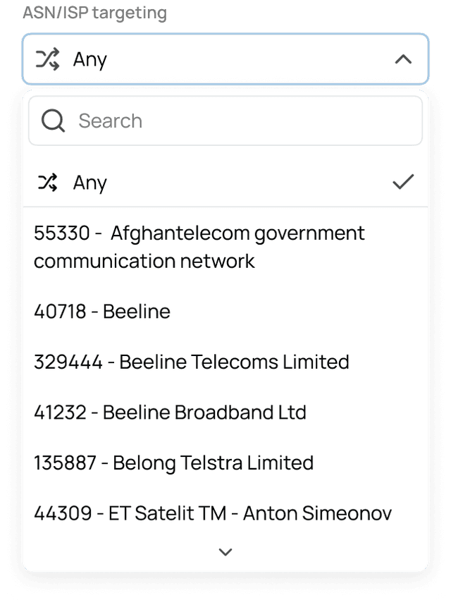ASN/ISP targeting