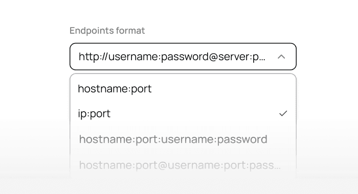 Proxy endpoint format and connection details