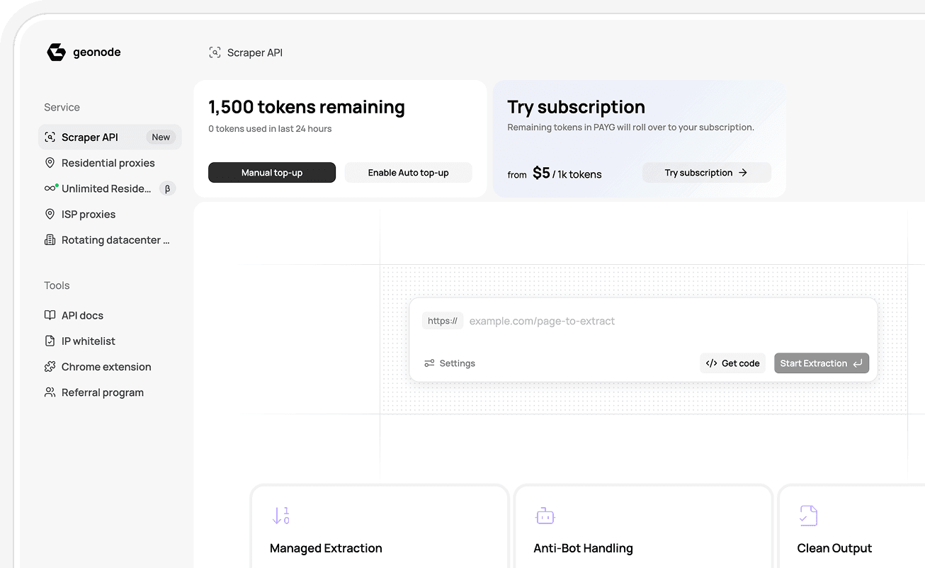 Geonode dashboard preview: usage and proxy configuration