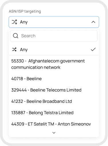 asn/isp targeting dashboard