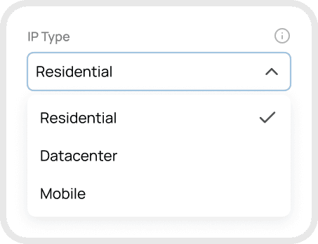 ip type selection dashboard