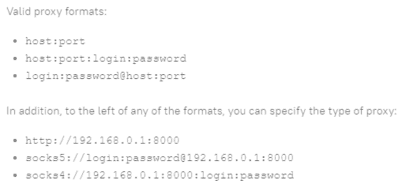 New profile: proxy settings screen